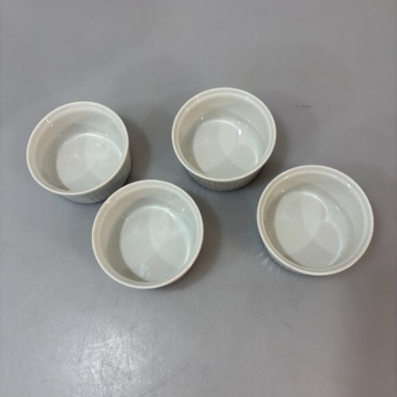 Pillivuyt Set of 4 Porcelain Pleated Ramekins 4 oz Made in France 3 x 1.5" - Picture 3 of 5